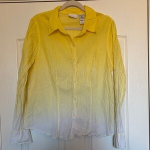 Liz Claiborne Sunny Yellow to white ombré Shirt sz XL cotton button front collar